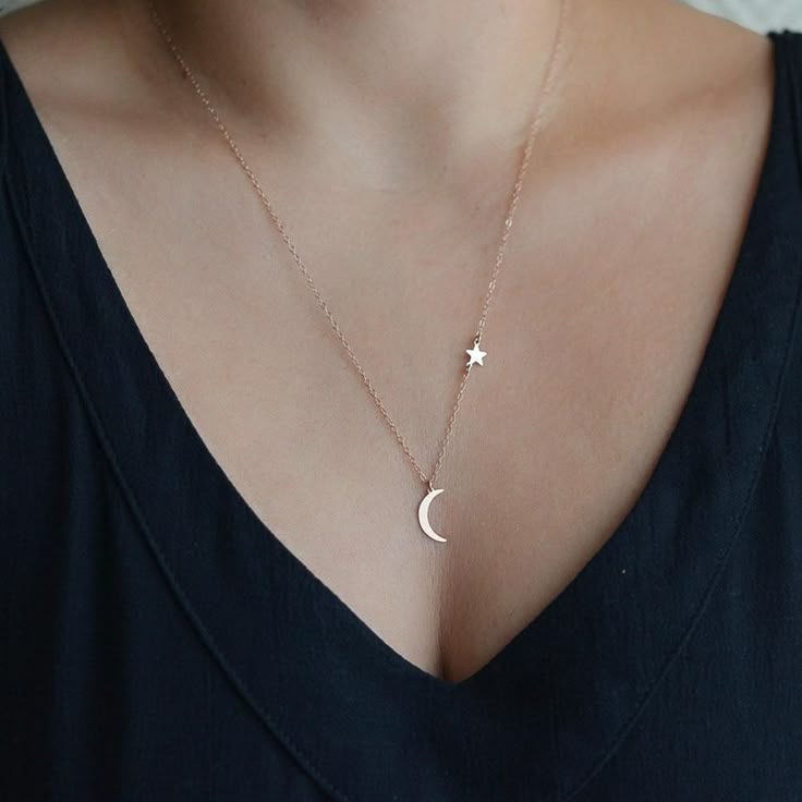 Amazing Nice Simple Moon Star Choker Necklace Gold Silver Chain Jewelry Accessories Ssus…