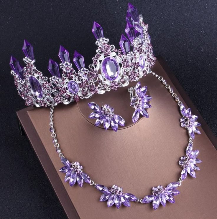 Jan 20, 2020 - ELEGANT PURPLE RHINESTONE & CRYSTAL 3 PIECE SET