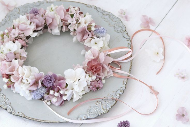 やさしいニュアンスカラーの花かんむり(ピンクベーシック・かすみ草・ワイヤータイプ) | 花かんむり, ピンクのフラワーアレンジメント, 花冠 やさしいニュアンスカラーの花かんむり(ピンクベーシック・かすみ草・ワイヤータイプ) | 花かんむり, ピンクのフラワーアレンジメント, 花冠