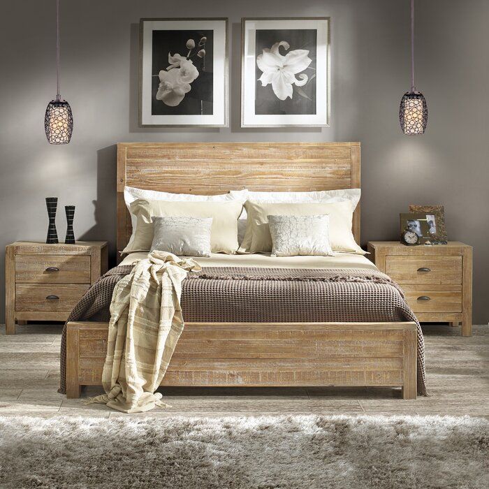 Montauk Standard Bed Solid Wood Panel Furniture Montauk Standard Bed Solid Wood, Grain Wood Furniture Montauk Queen Solid Panel Bed Rustic Walnut