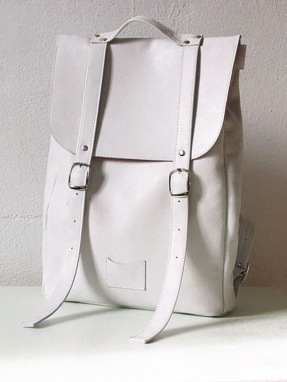 White Middle Size Leather Backpack Rucksack To Order White Middle Size Leather Backpack Rucksack To Order Womens Christmas Gift In 2018 Bags