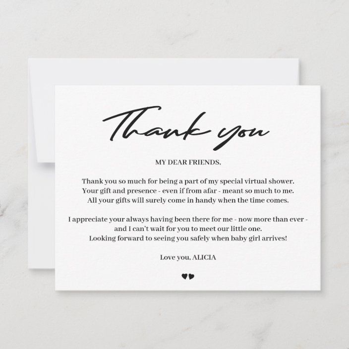 Modern Typography Baby Virtual Shower Thank You Zazzle Virtual 