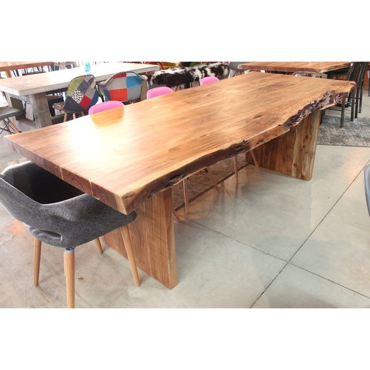 11 Best Natural Acacia Wood Tables Images On Pinterest Acacia Live Edge Table With Wooden Plank Legs Wazo Furniture