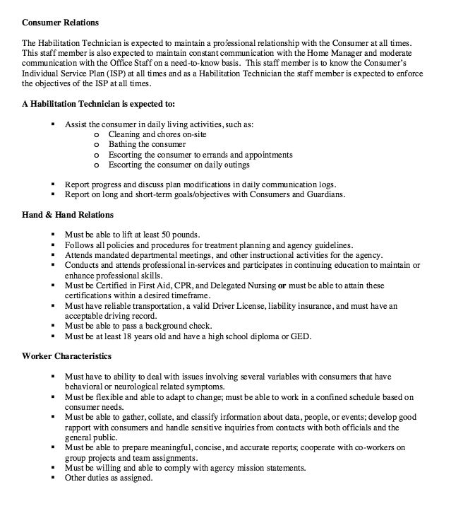 Habilitation Technician Job Description Resume - - habilitation specialist sample resume Habilitation Technician Job Description Resume - - habilitation specialist sample resume