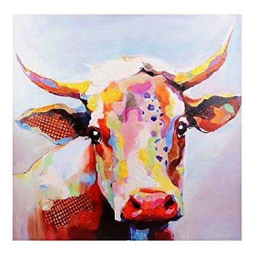 LARGE X Opulant Color Betsy Cow Oil Painting Canvas Portrait Art Print Farmhouse Rustic Decor Wall Picture Hanging LARGE X Opulant Color Betsy Cow Oil Painting Canvas Portrait Art Print Farmhouse Rustic Decor Wall Picture Hanging