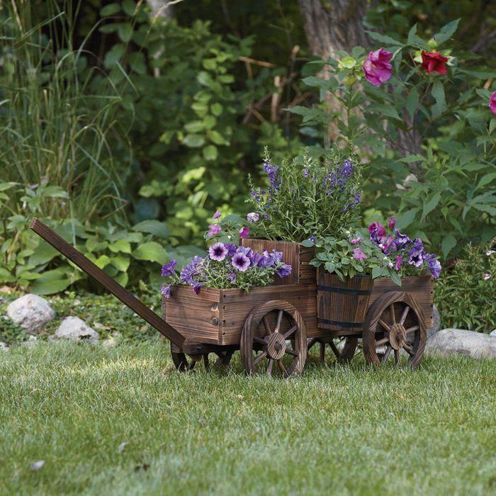 2 Tiered Wooden Wagon Garden Planter Gardendesign Gardening Planters 2 Tiered Wooden Wagon Garden Planter, Wooden Garden Wagon