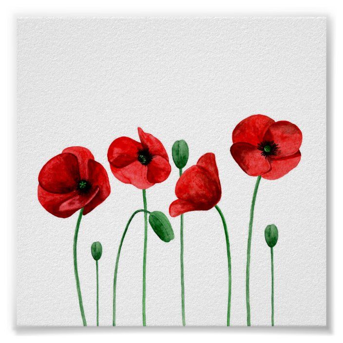 red flower paintings prints