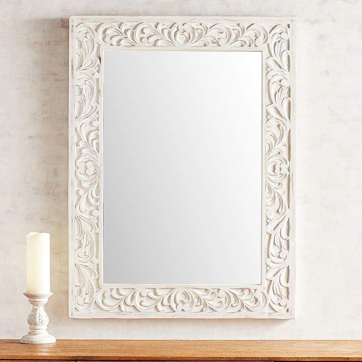Pier 1 Imports Whitewashed Vine Carved Mirror Design Wall Dark Painted Walls Dark Painted Walls, Pier 1 White Mirror