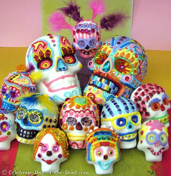 beautifully decorated sugar skulls