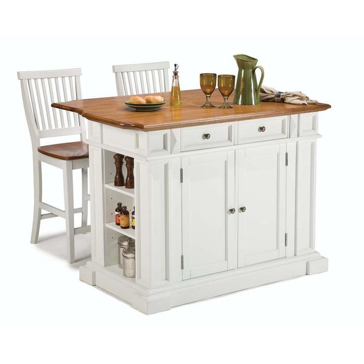 Homestyles Americana White Kitchen Island With Seating 5002 948 The Home Depot Portable Portable Kitchen Island, Home Depot Kitchen Island With Seating