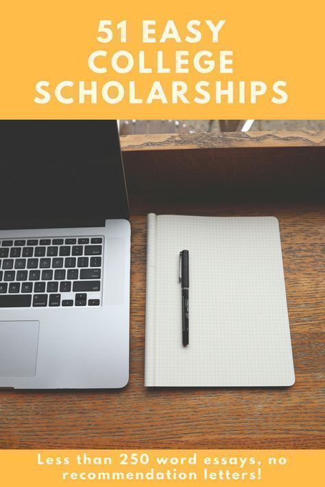 51 Easy College #scholarships to Apply For - Quesbook.com: Love this list of 51 crazy easy scholarships! Essays are less than 250 words (if any required) and there are no recommendation letters necessary!! I can apply for ALL of these in the same amount of time it would take me to apply for just a FEW others!