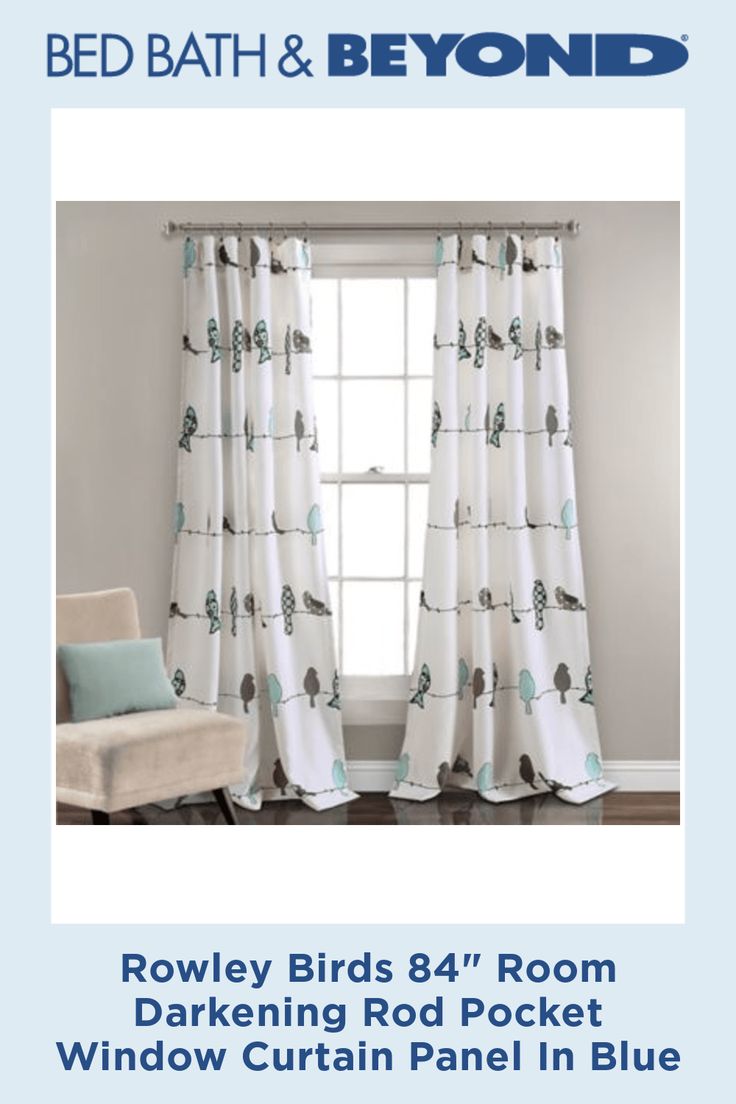 Rowley Birds 84-Inch Room Darkening Rod Pocket Window Curtain Panel (Single) | Bed Bath & Beyond | Room darkening, Bird curtains, Lush decor