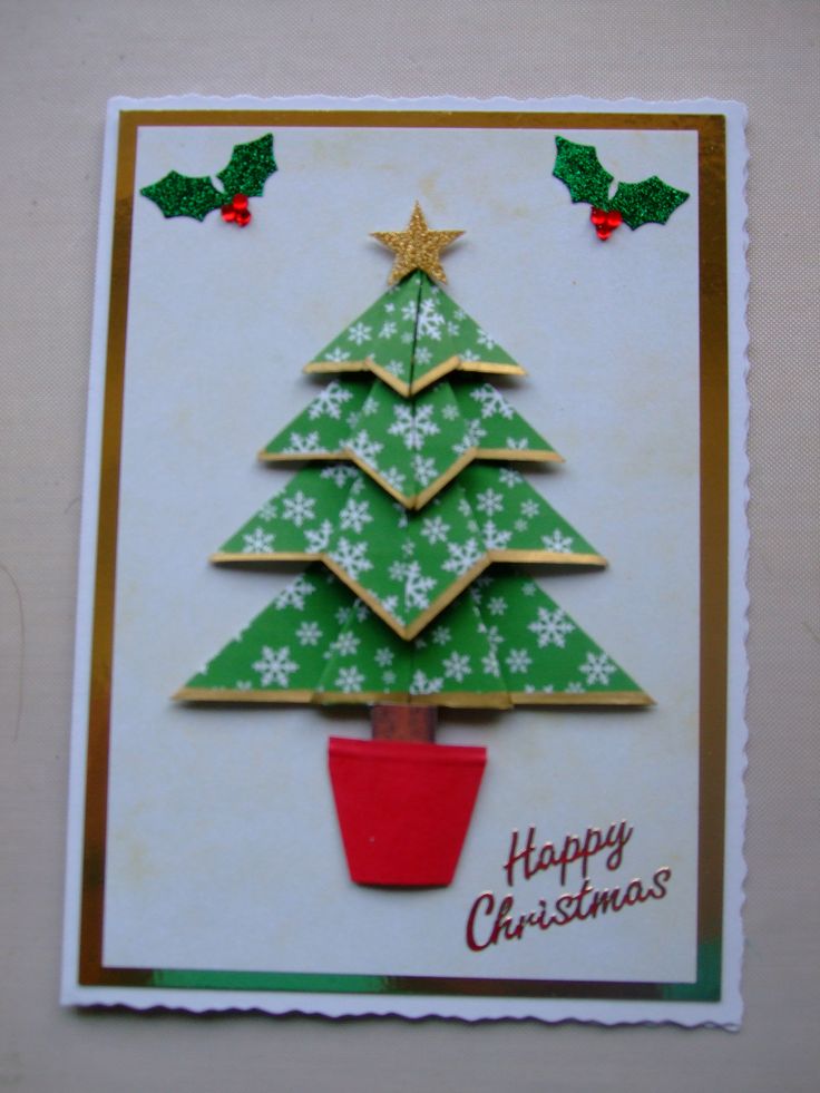 teabag folded tree christmas card ornaments folding christmas photo cards