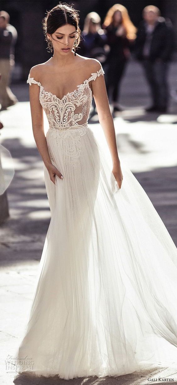 off shoulder long wedding dress sweep train lace Wedding Dress,Simple White Sati… off shoulder long wedding dress sweep train lace Wedding Dress,Simple White Sati…