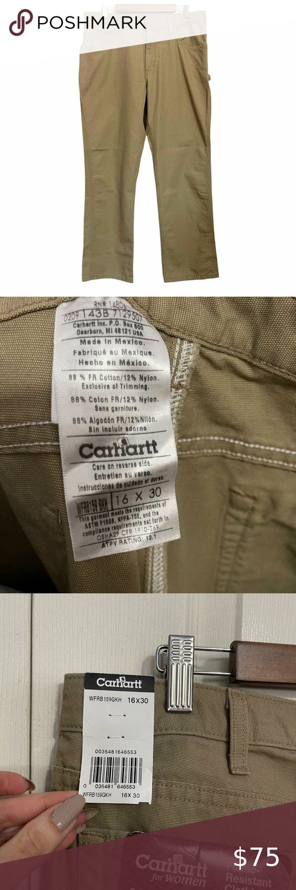 Carhartt Women's NWT Khaki Fire Resistant Carpenters Work Pants Size 16 30