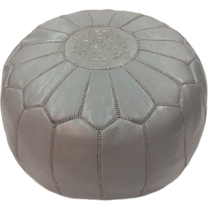 Cherise 20 Wide Genuine Leather Round Pouf Ottoman Leather Pouf Leather Moroccan Ottoman Ottoman