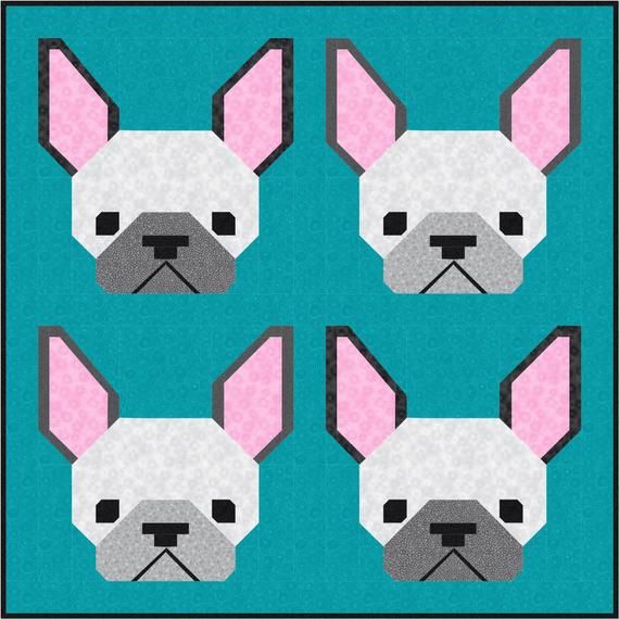 French Bulldog Dog Quilt Block Pattern Pdf Instant Download