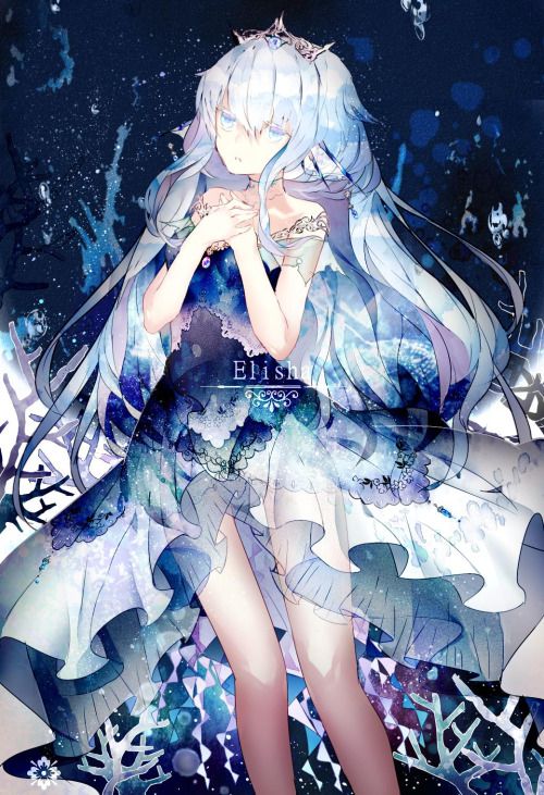 Anime girls with white hair and blue eyes