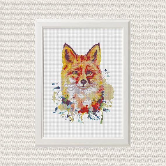 Animal Cross Stitch Modern Cross Stitch Watercolour Cross Stitch Cross Stitch Chart Fox Cross Stitch Pattern