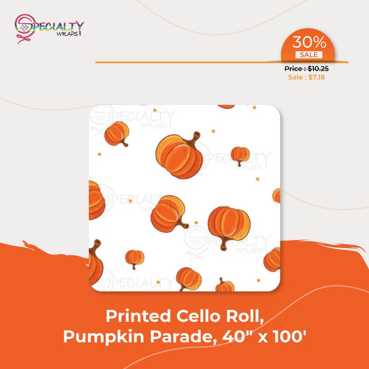 Printed Cello Roll, Pumpkin Parade, 40" x 100' Cello, Craft supplies Printed Cello Roll, Pumpkin Parade, 40" x 100' Cello, Craft supplies