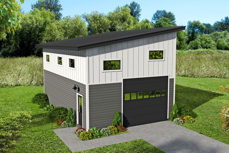 Proiect Hala Metalica 2 Plan 68595VR: Garage Plan with Side-Sloping Roof and Storage ...