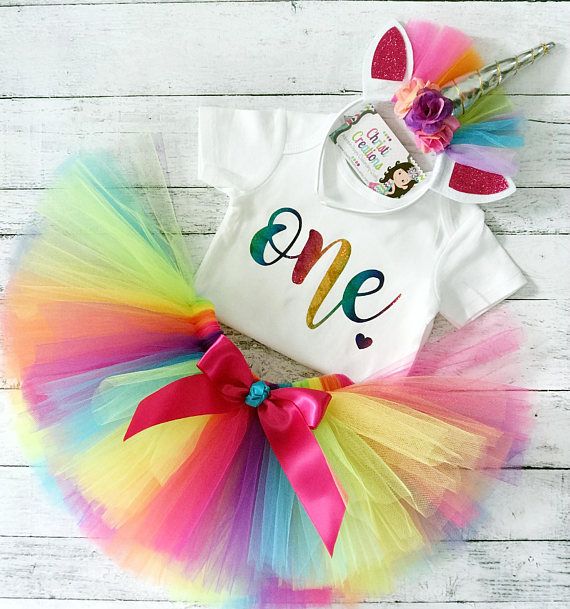 Unicorn Birthday Outfit Rainbow Tutu Girls Headband 1st 2nd 3rd 4th 5th 6th