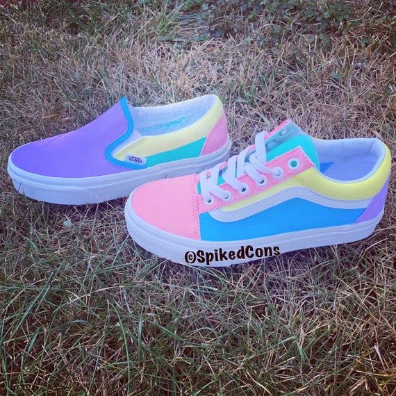 vans pink blue and yellow