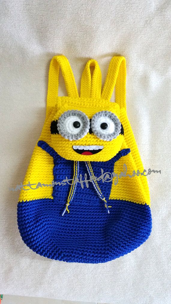 Minion backpack Handmade crochet backpack birthday gift
