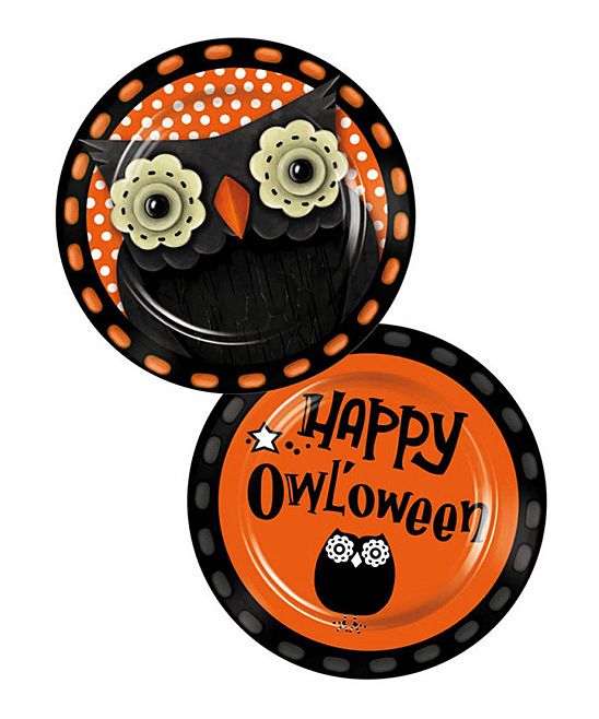 set of 2 hand painted ceramic happy owloween dessert plates plow and hearth i think i might have an owl themed owloween - Halloween Plates Ceramic set of 2 hand painted ceramic happy owloween dessert plates plow and hearth i think i might have an owl themed owloween - Halloween Plates Ceramic