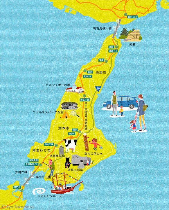 Awaji Island Illustrated Map Map Art Cartography Awaji Island Illustrated Map Map Art Cartography