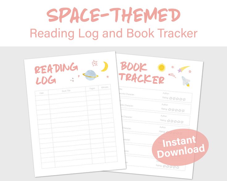 Space theme school activity Reading log for kids Childs book Etsy Space theme school activity Reading log for kids Childs book Etsy