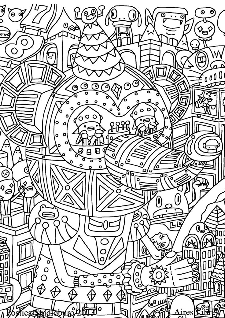 Free Coloring Page Strange And Rich Drawing Representing A Sort Of Robotic Disney Mickey Mouse Led By Funny Characters