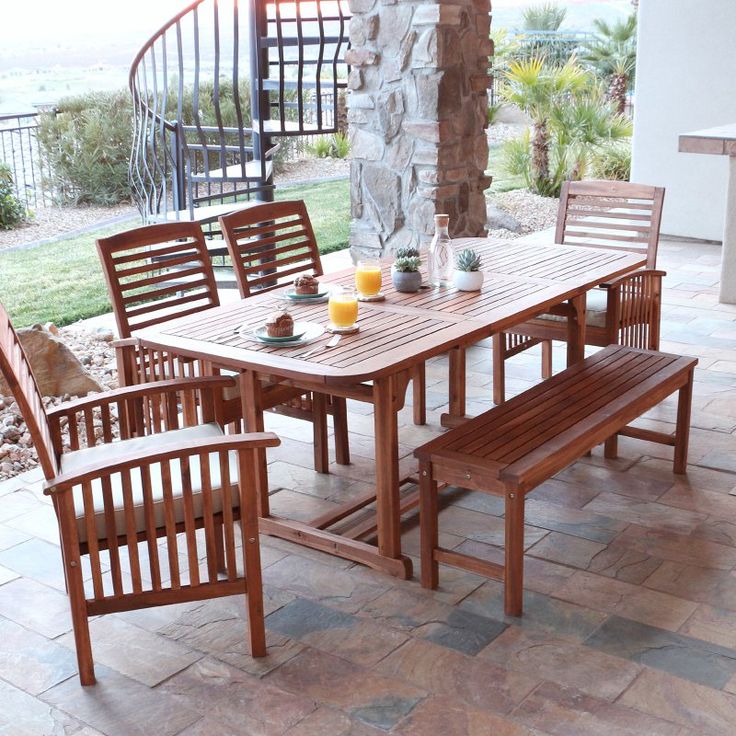 Best 10+ Dining Set With Bench Ideas On Pinterest Wood Tables Outdoor Walker Edison Acacia Patio Dining Set with Bench and Cushions - Seats 6 - HNW6SBR - Best 10+ Dining Set With Bench Ideas On Pinterest Wood Tables