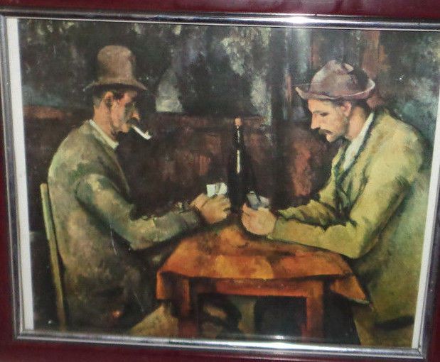 THE CARD PLAYERS BY PAUL CEZANNE OIL PAINT PRINT ON FRAMED CANVAS WALL ART