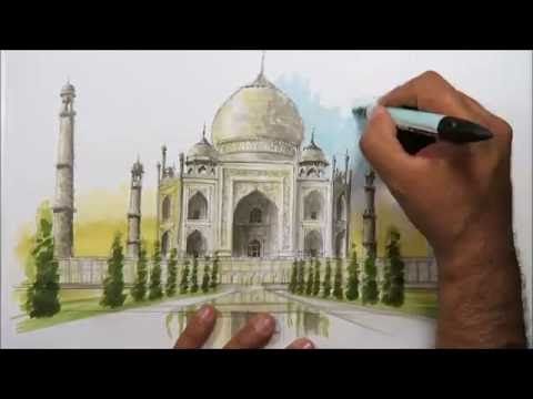 architectural sketching taj mahal youtube