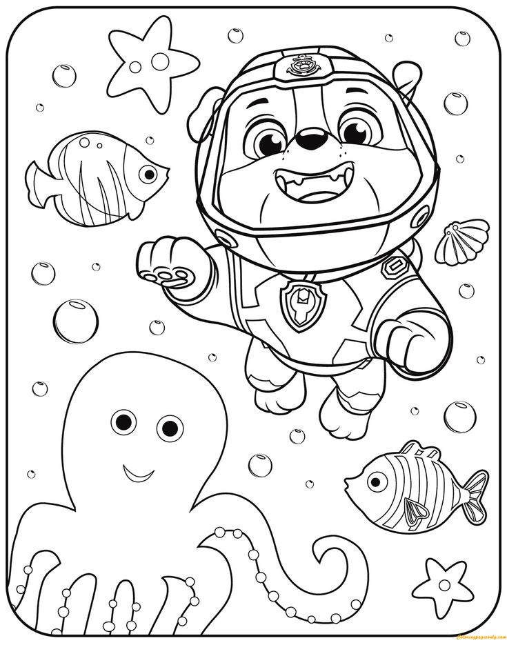 Download Paw Patrol Rubble Underwater Coloring Page (With images) | Paw patrol coloring pages, Paw patrol ...