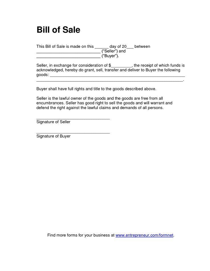 11 best Bill of Sale images on Pinterest Bill of sale template - Blank Forms Templates
