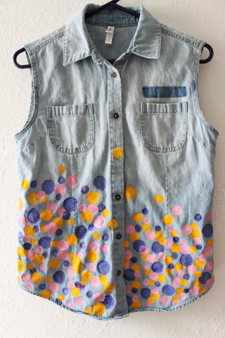 diy polka dot denim vest diy clothes diy refashion diy how to make a cool shirt