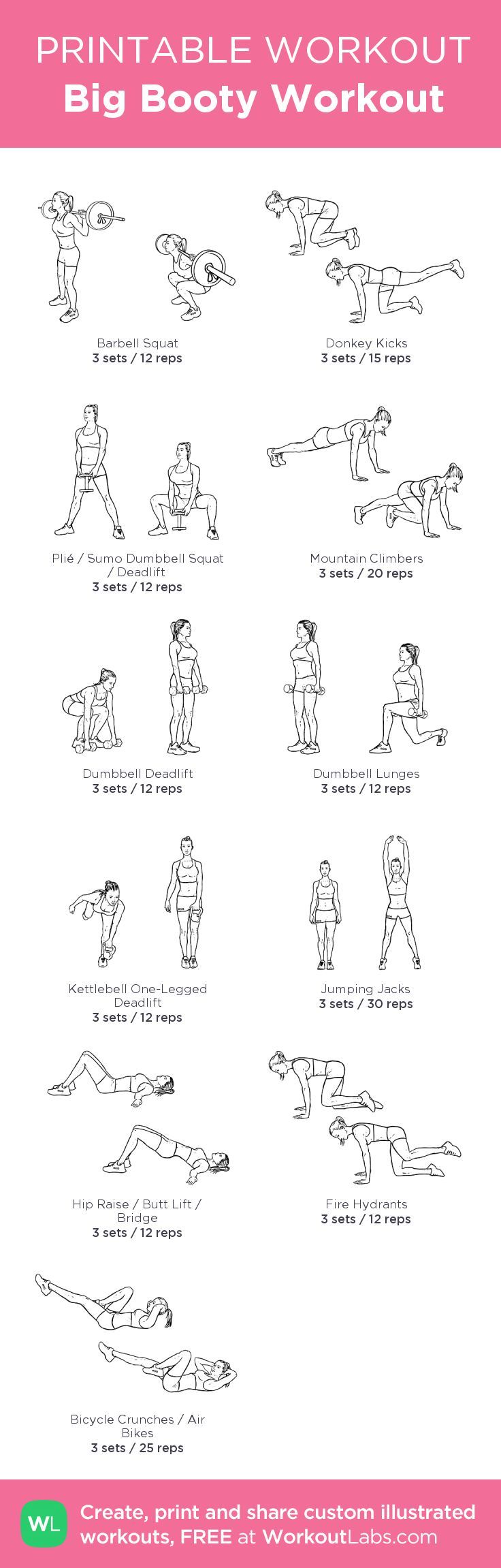 the printable workout poster shows how to do different exercises