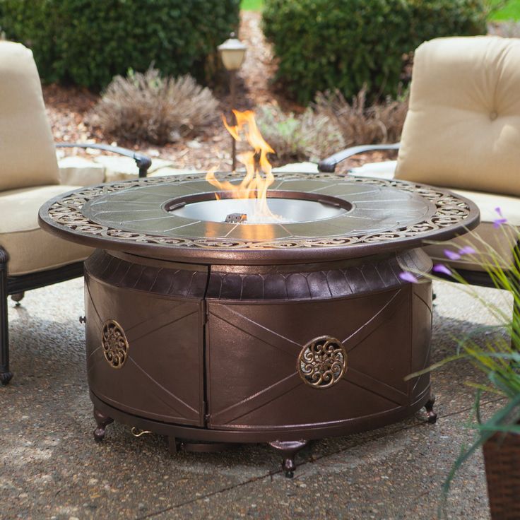 Belham Living Richland 48 diam. Decorative Scroll Fire Table | Outdoor fire pit table, Outdoor propane fire pit, Fire pit