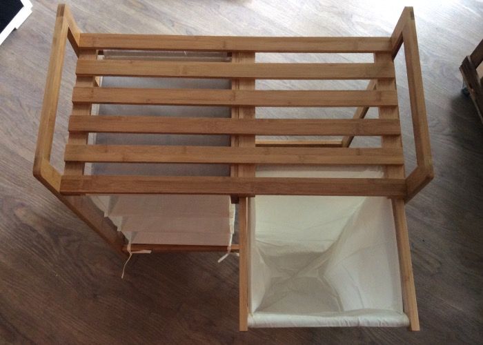 Wäschesammler Bambus Wäschekorb natur mit Ablage Wäschebehälter LINEA Regalfach Wäschesammler Bambus Wäschekorb natur mit Ablage Wäschebehälter LINEA Regalfach