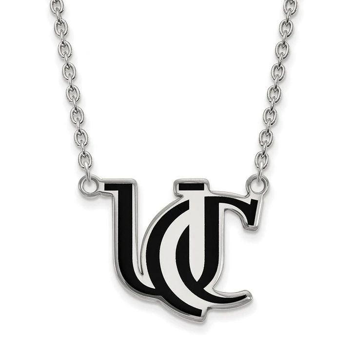 925 Sterling Silver Rhodium-plated Laser-cut University of Minnesota Large Enameled Pendant