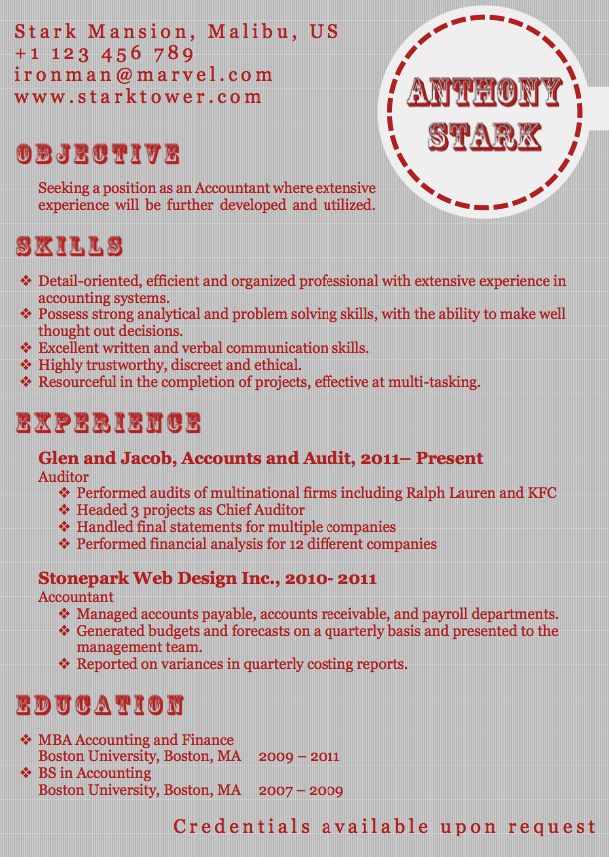 best cv format for accountant