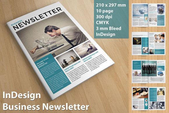 Business Newsletter Template | InDesign CS and MS Word Version | 10 pages | CB-001 http://etsy.me/2mMAtfl #business #brochure #newsletter