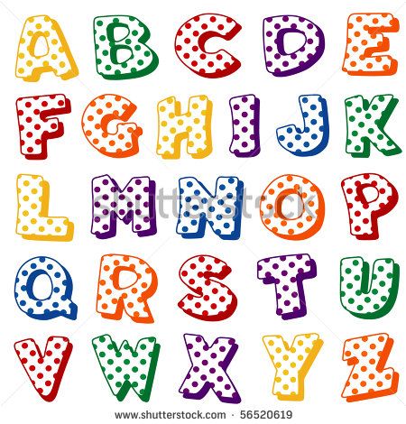 bubble letter cut outs polka dot alphabet original letter design