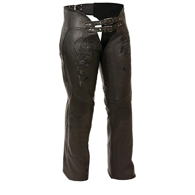 Milwaukee Leather/ Zippered Thigh Pocket Chaps Black, 4X- Large