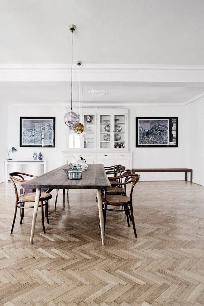 Best Herringbone Floors Inspiration Domino Trendy Dining Room Dining Table Design Vintage Dining Table