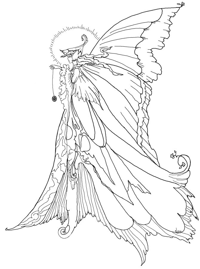 coloring page of fairy