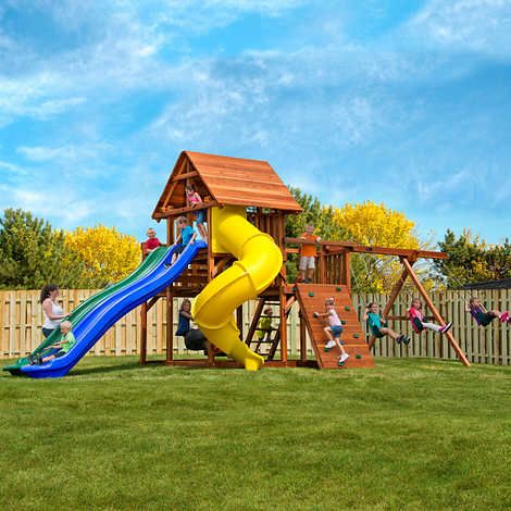 Kid S Creations High Wire Deluxe Redwood Playset Kid S Creations High Wire Deluxe Redwood Playset