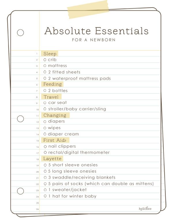 baby necessities checklist